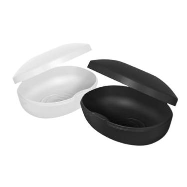 Imagem de Saboneteira Soft Fechada Porta Sabão Barra Portátil Viagem Escola Mala(Branco e Preto)