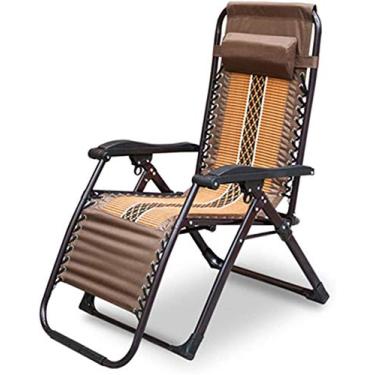 Imagem de ZYHSIJOBAS Poltrona dobrável leve ao ar livre acolchoada, poltrona reclinável, cadeira de praia, pátio, praia, acampamento, deck, tamanho único, cadeiras de jardim