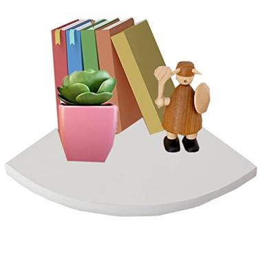 Imagem de Prateleira aberta / rack de armazenamento prateleira de canto de montagem na parede, prateleira flutuante suporte de parede de madeira, borda redonda prateleira de parede flutuante exibição de livros