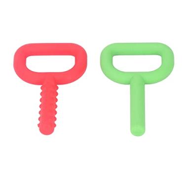 Imagem de ZJchao Brinquedos Sensoriais da Mastigação, Brinquedos da Mastigação para Crianças 2 Pces à Mão D Letra Silicone Sensoriais Dentição para Crianças Autistas