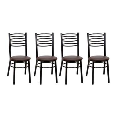 Imagem de Kit 4 Cadeiras CP33 Pintadas Pretas Treparoni, Preto com Marrom