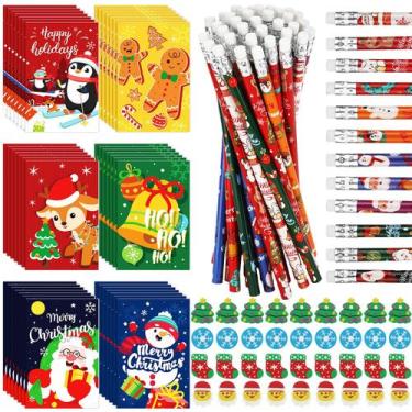 Imagem de Conjunto de papelaria Cholemy Christmas 144 unidades com lápis e borra