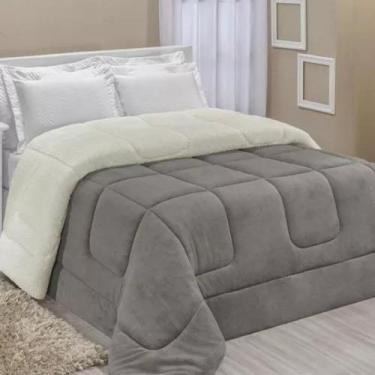 Imagem de Coberdrom Queen Size Pele De Carneiro Sherpa Dupla Face Aspen Cinza - 