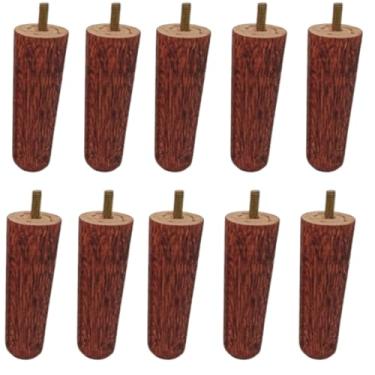 Imagem de Kit Pés para Cama Box Madeirado Envernizado 12 cm - Base de Borracha Antirruído - Madeira Maciça de Eucalipto - Parafuso com Rosca Padrão (5/16) (10)