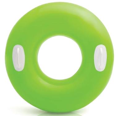 Imagem de Boia Redonda De Piscina Inflavel 76cm Com Alca Boia Piscina Adulto Esmeralda Neon Estabilidade Extra Ideal Piscina Praia Calma(Verde)