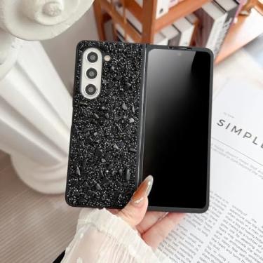 Imagem de Capa protetora para Galaxy Z Fold6 com glitter e diamantes brilhantes, TPU com bordas macias (para Galaxy Z Fold6/preto)