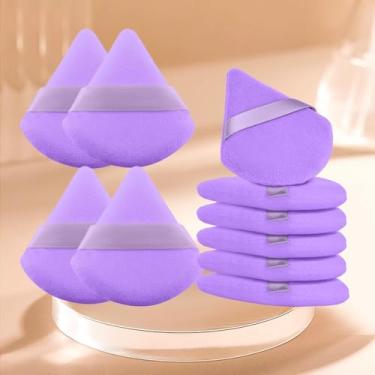 Imagem de Conjunto de 10 peças de pó triângulo macio, puffs de pó para rosto, esponjas de maquiagem para base, adequado para ferramentas de maquiagem cosmética líquida e creme (Roxo)