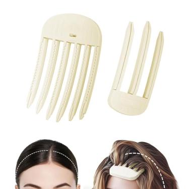 Imagem de 2 peças de grampos de cabelo volumizantes para mulheres, ferramenta fácil de alto volume da coroa, clipes de elevação da raiz do cabelo sem vincos para um penteado natural e preguiçoso, branco