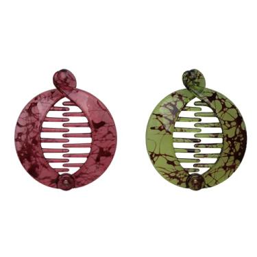 Imagem de 2 peças de pente de cabelo de banana pequeno, moderno, com trava de plástico, redondo, prendedor de cabelo, rabo de cavalo, suporte de rabo de cavalo para mulheres, cabelo longo liso e encaracolado