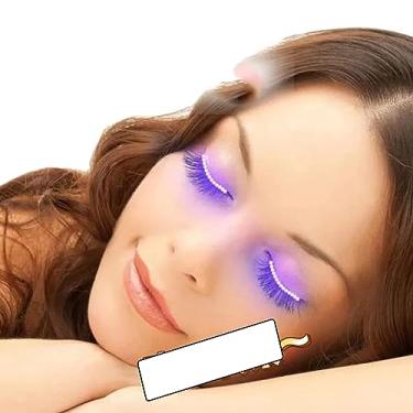Imagem de JZSMY Lâmpada LED luminosa para cílios com seis tipos de luzes noturnas de cílios falsos, cílios postiços sem enxerto de Halloween (1 par roxo)