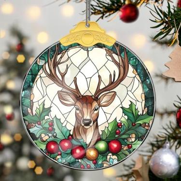 Imagem de Enfeites de Natal pendurados em cristal de alce, enfeites de árvore de Natal feitos à mão, decoração de carro e casa - presentes de Natal, decoração de artesanato em acrílico, ideias de troca de