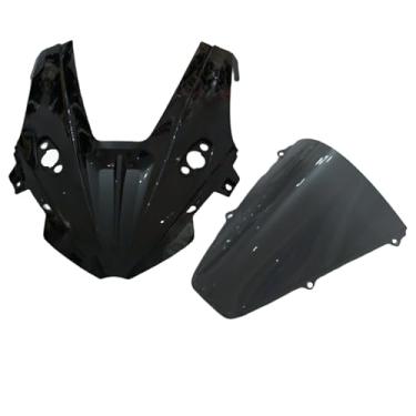 Imagem de GZDLMoto Kit de carenagem frontal da viseira do defletor de vento do para-brisa da motocicleta para CFMOTO 675SS, 675SR plástico ABS, 2 em 1 (F-cinza)