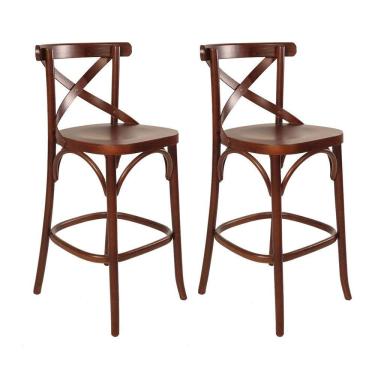 Imagem de Kit 2 Banquetas Alta com Encosto Vittória X 104 Cm Madeira Maciça Pinhão CCS