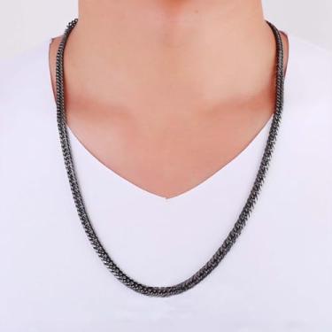 Imagem de Colar masculino fígaro/cubano, corrente de aço inoxidável, elegante, banhado a ouro/prata/preto/ouro rosa, joia estética feminina, 18 inch (46cm)Women Average, Aço inoxidável, Sem Pedra Preciosa