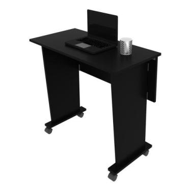 Imagem de Escrivaninha Com Rodízios Multimóveis Vcr25025 Preto Preto - MULTIMOVE