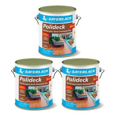 Imagem de 3 Verniz Deck Polideck Madeira Piscina 3,6lt Semibrilho Sayerlack, Sem