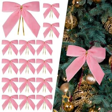 Imagem de Sggvecsy 24 peças de laço de Natal guirlanda de Natal laços de fita de veludo enfeites de árvore de natal embrulho de presente decoração de natal artesanato artesanal presentes para casa interior