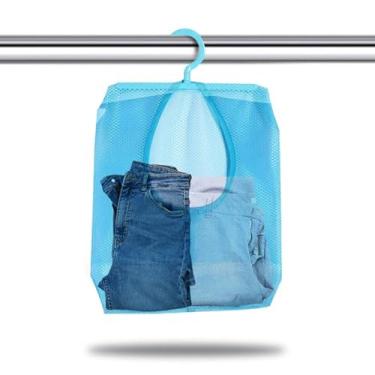 Imagem de Bolsa de prendedor de roupas, bolsa de armazenamento de malha para pendurar multiuso, bolsa de prendedor de roupa com gancho para meias sutiã, roupa íntima para banheiro (azul)