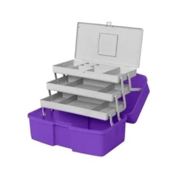 Imagem de Maleta Organizadora, Maleta Feminina Fashion Bag 3 Bandejas Pesca Odonto Manicure(ROXA)