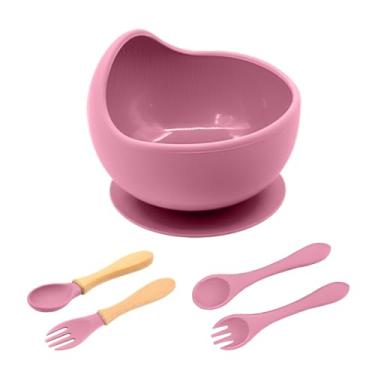 Imagem de Tigela, Talheres Silicone Life Alimentação Criança/Bebê Rosa, Conforto, Segurança e Praticidade para as Refeições do Bebê