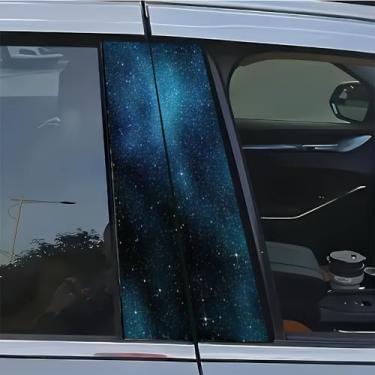 Imagem de Adesivo de coluna B, 2 peças, PVC, adesivo de porta de carro, estrelas, estrelas, nebulosas, espaço sideral, à prova d'água, adesivos autoadesivos para janela 25,4 x 50,8 cm