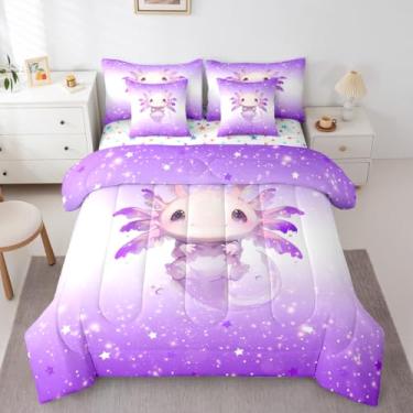 Imagem de Feelyou Jogo de edredom fofo com estampa estrelada de 7 peças, tamanho casal, com estampa estrelada, para meninos e meninas, galáxia, princesa, respirável, macio