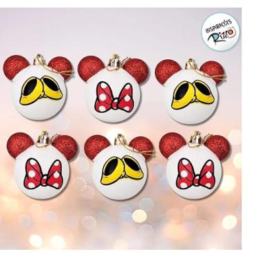 Imagem de Bola Natalina Cabeça da Minnie Disney 6cm Jg C/6 Un 1019021