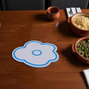 Imagem de Generic 1 peça de porta-copos floral trivet azul acrílico 13,5 x 11,5 x 0,3 cm