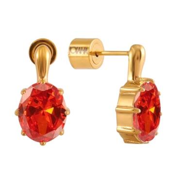 Imagem de JOIANA | Brincos Romy, Medium, Conjunto de aço inoxidável com revestimento de ouro 18 k/banhado a prata com pedras de zircônia cúbica, Sem pedra preciosa