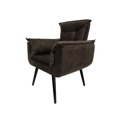 Imagem de Poltrona Opala Decorativa Suede - Marrom - Cor: Marrom