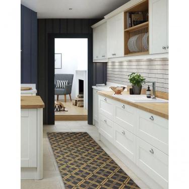 Imagem de Tapete Passadeira Emborrachada Antider 65cm Venda Por Metro Geometric Azul Laranja