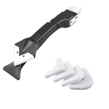 Imagem de Espátula 3 em 1 Removedor e Aplicador de Silicone e Rejunte – Para Acabamento, Raspagem e Limpeza – Com 5 Raios de Acabamento (3R, 6R, 10R, 13R, 17R)