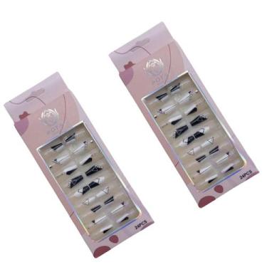Imagem de Kit Unhas Postiças Branco e Preto - Royal, 48