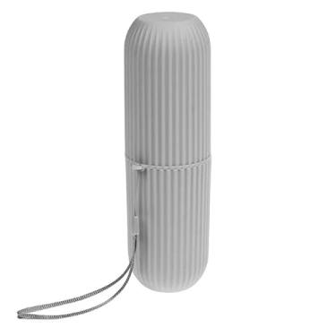 Imagem de Estojo Multiuso Portátil para Escova e Creme Dental, Plástico Moderno, Com Alça, Ideal para Viagem, Escola e Trabalho. (Cinza)