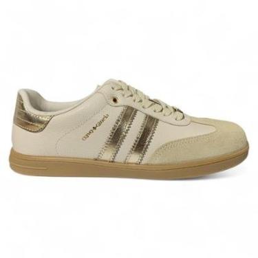 Imagem de TENIS COURO CRAVO E CANELA OFF WHITE/ OURO-Feminino