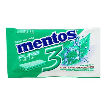 Imagem de Chiclete Mentos Pure Fresh 3 Sabor Spearmint Sem Açúcar 8,5g com 5 Unidades