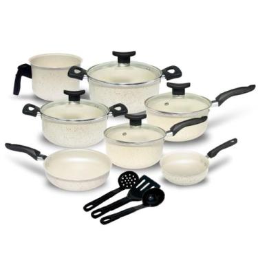 Imagem de Conjunto Jogo de Panelas Teflon Viena10 Pçs Antiaderente Tampa de Vidr