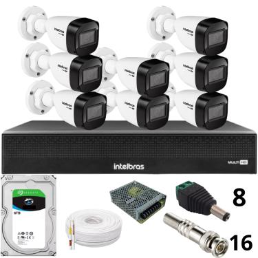 Imagem de Kit 8 Câmeras Intelbras 1130b Full Hd Dvr Mhdx 1016-c Intelbras Com Detecção De Movimentos Hd 6tb