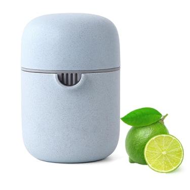 Imagem de ZWCEGND Espremedor de limão, simples, manual, espremedor de frutas cítricas, pequeno, portátil, limão, laranja, copo com duas formas de uso para diferentes frutas (azul)