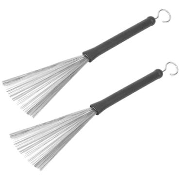 Imagem de RiToEasysports Escova de Tambor Retrátil de Metal Revestido de Borracha, 2 Peças de Escova de Tambor de Fio de Aço Inoxidável de Borracha para Jazz, Com Laço Pendurado, Acessórios de Percussão