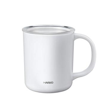 Imagem de HARIO CMG-350-W Caneca de isolamento duplo a vácuo com revestimento cerâmico, branca, 350 ml, tampa incluída
