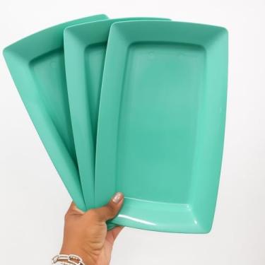 Imagem de Kit 10 Bandejas Petisqueiras Plástico NÃO TRINCA - RESISTENTE Lanches Porções Espetinho Bar Pasteis(TIFFANY)