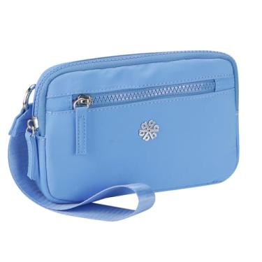 Imagem de questAll Carteira feminina leve, impermeável, de nylon, RFID, bolsa de viagem multifuncional, design prático 9103, Azul, Small