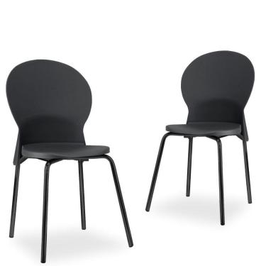 Imagem de Kit 02 Cadeiras Fixa Base Preta Luna F02 Preto