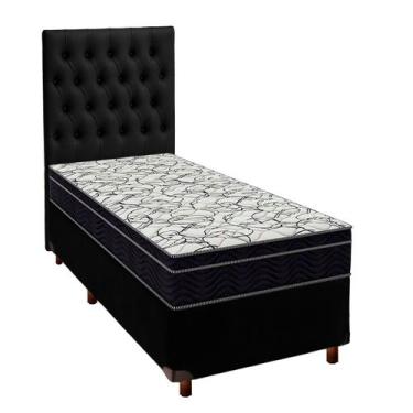Imagem de Box Preto+Colchão Solteiro Airtech 150 Ortobom+Cabeceira