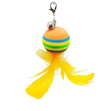 Imagem de Luzhengyang Recargas de varinha Feather Cat Teaser – Cabeças inspiradas em pássaros naturais, acessórios de brinquedo de gato para brincadeiras interativas (pacote com 5) (refil de bola de arco-íris