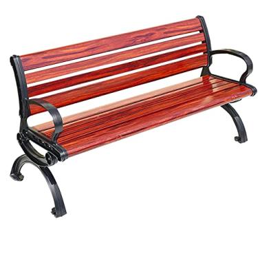 Imagem de TRGCJGH Banco de jardim para pátio, banco de parque de metal, bancos de jardim de alumínio, móveis ao ar livre para parque, gramado, varanda frontal (150 cm/59 pol, A)