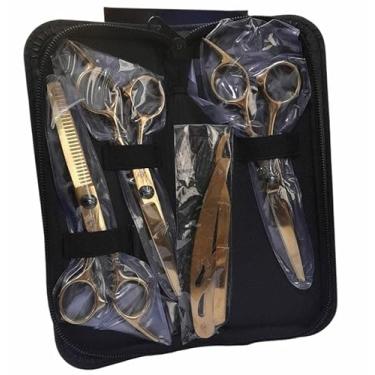 Imagem de Kit Profissional de Barbeiro, Conjunto com Tesouras e Navalha para Barbearia