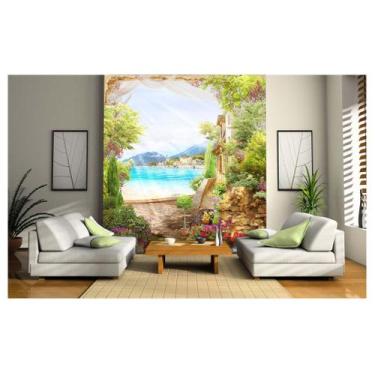 Imagem de Papel De Parede Paisagem Digital Jardim Praia  Dav39 - Você Decora