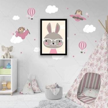 Imagem de Quadro Decorativo Ilustração Infantil Coelhinha Intelectual 45X34Cm - 